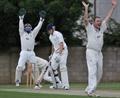 Stuart Davidson and Simon Smith appeal for LBW against Matthew Parker.jpg